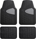 TLH Premium Tall Channel Rubber Car Trimmable Floor Mats - Heavy-Duty Gray Rubber Floor Mats, Universal Fit Full Set, Climaproof™ Floor Mats, Trimmable Floor Mats for Most Sedan, SUV, Truck