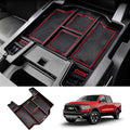 FIILINES Center Console Organizer for Dodge Ram 1500 2500 3500 2019-2025, Center Console Tray Secondary Armrest Storage Box ABS Insert Container with Anti-Slip Mats