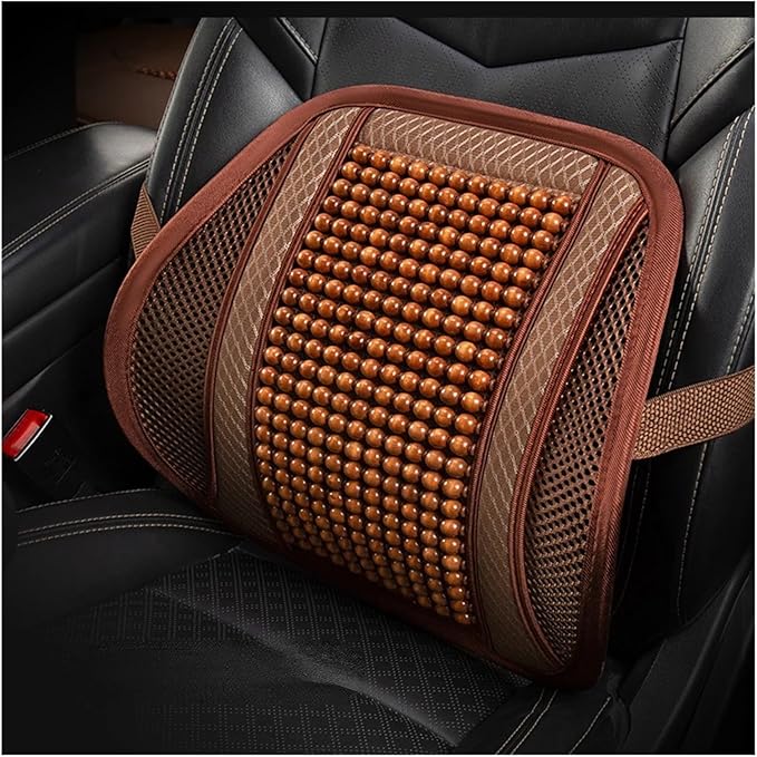 Car Seat Chair Back Cushion for Hyundai Tucson 2015 2016 2017 2018 2019 2020, Wooden Beads Ventilate Mesh Lumbar Brace Strong Durable Relieve Fatigue Summer Interior Accessories