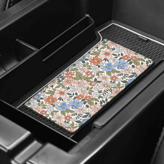 ADUQLZUX Leather Car Registration and Insurance Card Holder, Cute Car Accessories Vehicle Glove Box Car Organizer for Documents, Cards, License Vintage Colorful Floral