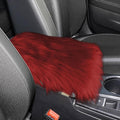 wuyaoyao Furry Car Armrest Cover, 12.1"×6.4" Soft Plush Car Center Console Cover, Winter Warm Fluffy Arm Rest Cover for Car, Auto Armrest Box Cover Protector, Universal Middle Console Pad (Wine Red)