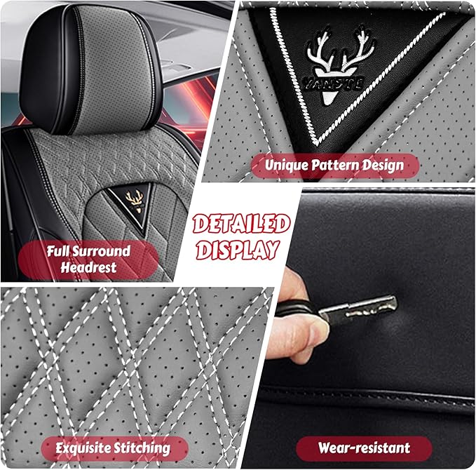 for Kia Sportage Car Seat Covers Full Set,Leather Seat Covers for Car,Lumbar Muscle Pain Healing Function,Waterproof Automobile Seat Protector with Lumbar Support(Grey Black with Pillow)