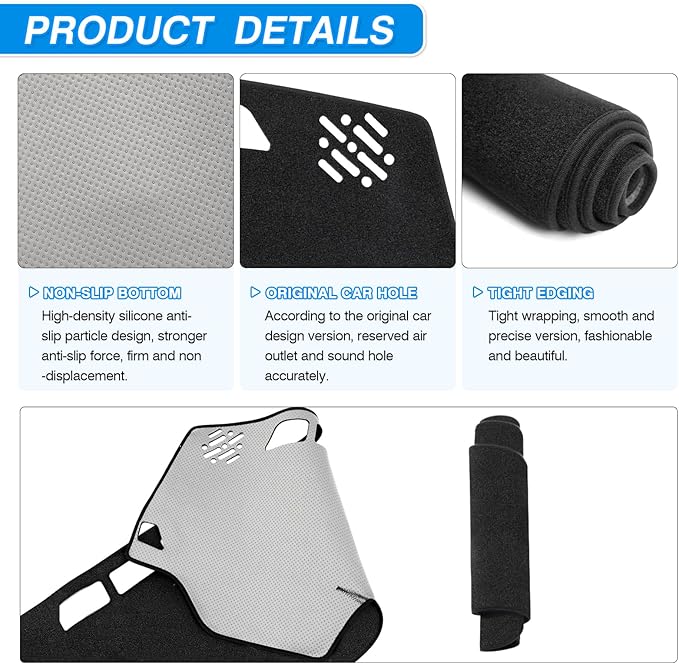 Cartist Dash Cover for 1995-2005 Chevy Chevrolet Cavalier Dashboard Cover Accessories Non-Slip Dash Mat Anti-Glare UV Sunshade Carpet Protector Black