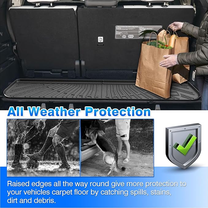 Sequoia Floor Mats - Car Mats for Toyota Sequoia 2023-2026, All Weather Floor Mats and Cargo Liner for Sequoia Accessories, Heavy Duty Rubber Mats, Car Accessories