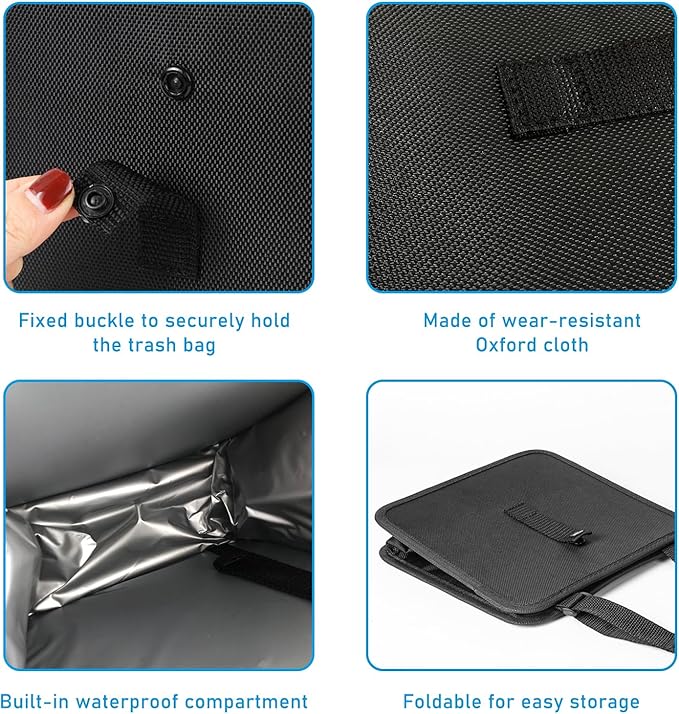 Foldable Car Trash Can, Waterproof Large Capacity Automotive Hanging Trash Bin, Leakproof Auto Garbage Bag Storage Container for All Vehicles, Interior Car Accessories (Small)