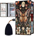 Car Registration and Insurance Card Holder for Women Men, Waterproof PU Leather Glove Box Car Organizer with Magnetic Shut, Vehicle Document Holder for Driver License,Cards, Moth Moon Pattern