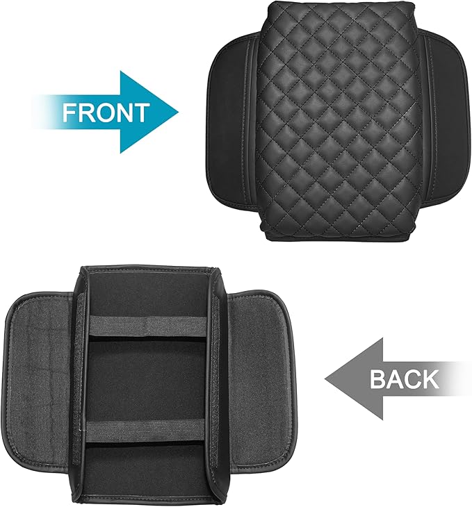 SENSHINE 1.2in Thickness Center Console Cover for Tacoma Accessories 2024 2025 2026 Armrest Cover Leather Armrest Box Lid Protector Cushion Pad with Pockets Interior (Black Stitch)
