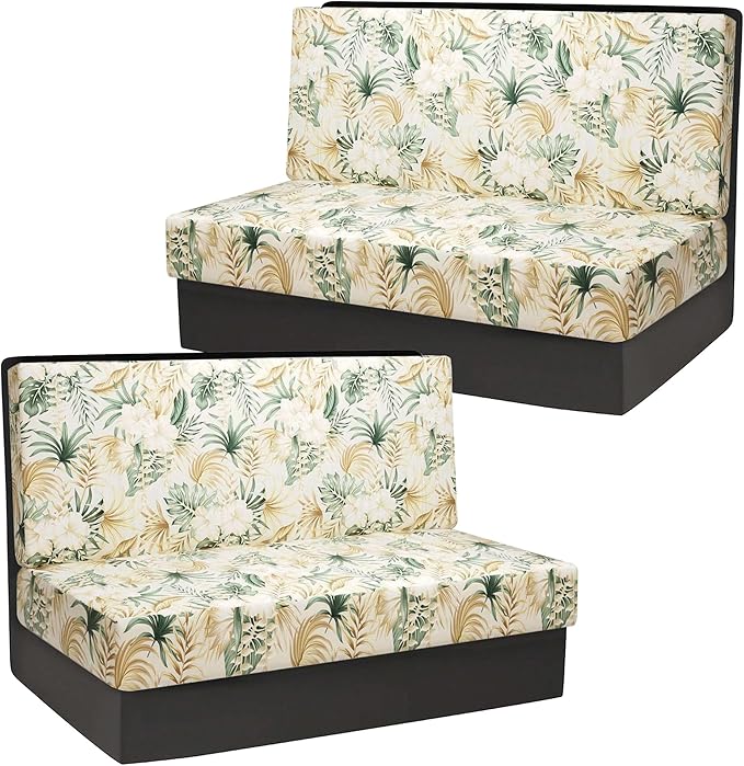Stretch Rv Dinette Cushion Covers,2 Seat Rv Seat Covers with 1 Backrest & 1 Bench Covers,RV Cushion Couch Covers Dinette Both Seats for RV Camper (Plant 3, 2 Backrest & 2 Bench Covers)