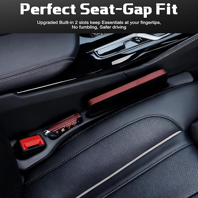 Car Seat Gap Filler Organizer 4 pcs, Universal Car Seat Gap Blocker with Storage Slot, Leak-Proof Seat Gap Plug for Car SUV Truck, Automotive Interior Accessories, Black (4 pcs, Black)