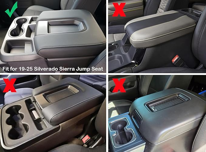 Xaido Center Console Armrest Cover Compatible with Chevy Silverado & GMC Sierra 2019 2020 2021 2022 2023 2024 2025 2026 Accessories, Jump Seat Console Arm Rest Cushion Protective, Black