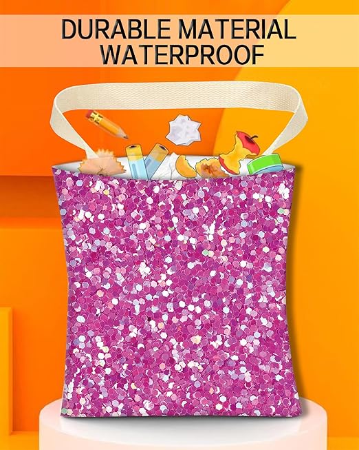 ANKVRP Car Trash Can, Durable Hanging Car Trash Garbage Bag, Cute Automotive Garbage Cans Organizer, Cute Purple Glitter Pattern