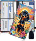 Yuxcfhjfe Car Registration Holder, PU Leather Vehicle Glove Box Organizer for Driver License, Document, Car Insurance Holder with Magnetic Shut, Auto Paperwork Wallet Case Accessories, Dachshund Dog