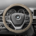 FH Group Universal Fit Deluxe Full Grain Authentic Leather Solid Beige Steering Wheel Cover Fits Most Cars, SUVs