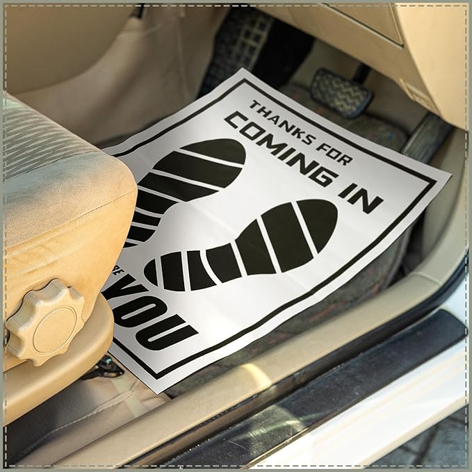 Frienda 500 Pcs Waterproof Paper Car Floor Mats Disposable Floor Pads Covered Plastic Film Automotive Foot Mat for Vehicle Supplies(White,22 x 17 Inch)