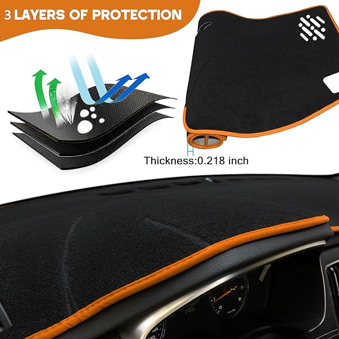 Dash Cover for Chevy Colorado/Gmc Canyon 2023 2024 2025 2026 Dashboard Cover Mat Center Console Non-Slip No Glare Protector Mat Pad Sunshade Interior Accessories for Chevylot Colorado, Orange Trim