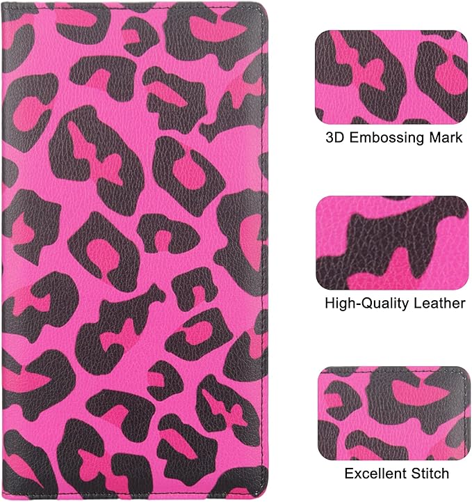 LumiMokki Premium Car Registration & Insurance Card Holder with Magnetic Shut, Vehicle Glove Box Car Organizer - For Documents, Cards, License (Leopard B)