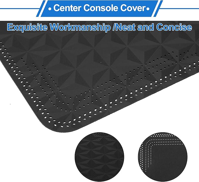 Car Center Console Cushion Pad 12.59"x7.87" Center Console Cover Armrest Seat Box Cover Faux Leather Black