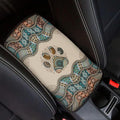 Suobstales Boho Paw Print Car Center Console Armrest Cover Seat Box Mat Auto Decorations Fit Most Vehicle SUV Truck Sedan