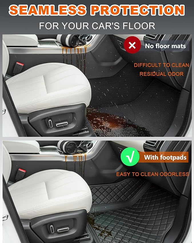 All-Weather car Floor MATS-Suitable for 99% of car Models,Leather car mat, offering Personalized Embroidery and Multiple Color Options,Provide Protection for car Rug (Red1)