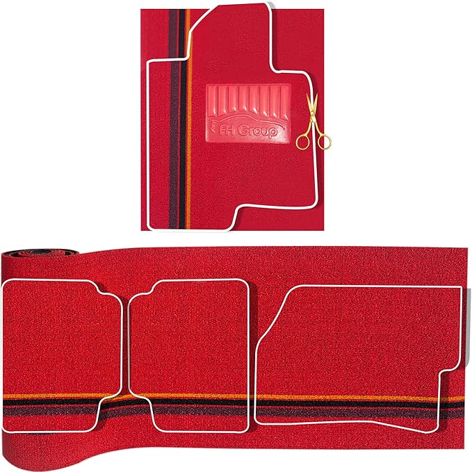 FH Group Car Floor Mats - All Weather Full Set of Red Rubber Floor Mats for Cars, Ultra DIY Waterproof, Trimmable Automotive Floor Mats Floor Mats for Sedan, Van, SUVs and Truck Floor Mats
