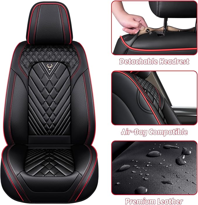 for Kia Sportage Car Seat Covers Full Set, Leather Seat Covers for Car,Lumbar Muscle Pain Healing Function, Waterproof Automobile Seat Protector with Lumbar Support(Black Red)