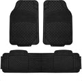 FH Group Car Floor Mats - Heavy-Duty Rubber Floor Mats for Cars, Universal Fit Full Set, Trimmable Automotive Floor Mats, ClimaProof Floor Mats For Most Sedan, SUV, Truck Floor Mats Black