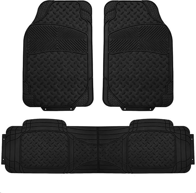 FH Group Car Floor Mats - Heavy-Duty Rubber Floor Mats for Cars, Universal Fit Full Set, Trimmable Automotive Floor Mats, ClimaProof Floor Mats For Most Sedan, SUV, Truck Floor Mats Black