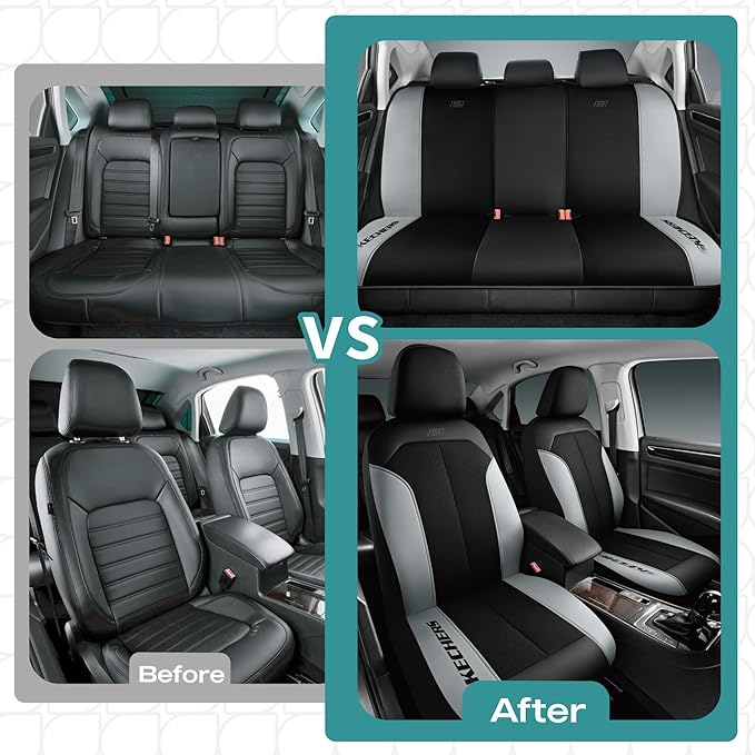Skechers Car Seat Covers,GOGA Mat Oxford Cloth Seat Covers,Waterproof Car Seat Covers Full Sets,Automotive Universal Fit Seat Cover for Most Cars, Suvs, Trucks,Gray
