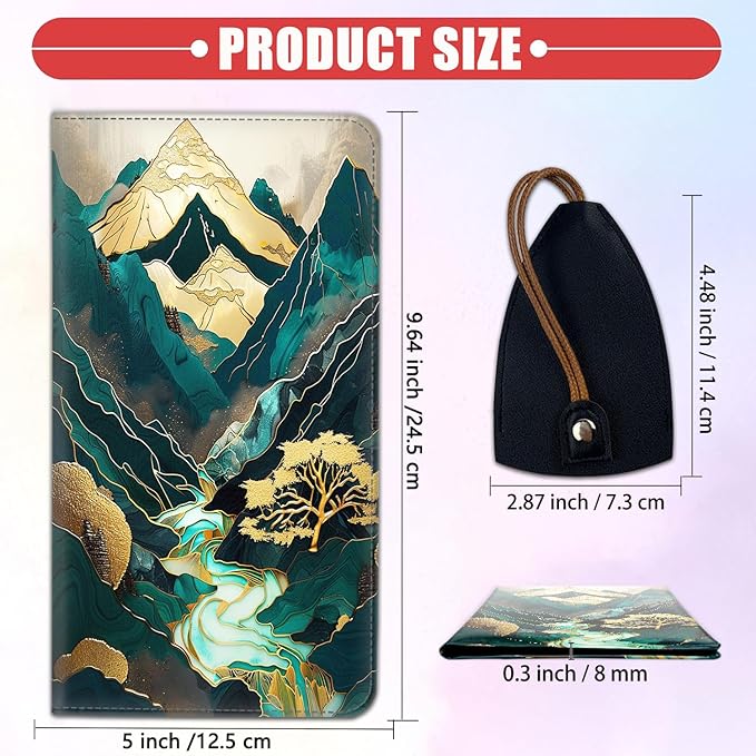 Car Registration Holder, Waterproof PU Leather Vehicle Card Document Glove Box Organizer, Women Interior Auto Accessories Case for Cards, Driver License Car Insurance Holder, Abstract Mountain Art