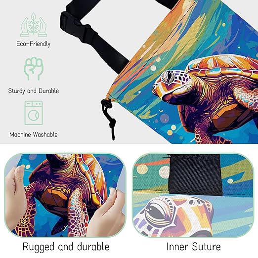 NHNXHWIA Pop Art Turtle Car Garbage Bag,Waterproof Small Car Trash Bag Hanging Back of Seat,Drawstring Hanging Car Trash Bag with Adjustable Buckle for Car Accessories