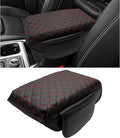 Center Console Cover for Ford Explorer 2026 2025 2020-2024 Accessories 1.2in Thickness Armrest Cover Leather Arm Rest Box Lid Protector Cushion Pad Middle Console Cover with Side Pockets (Red Stitch)