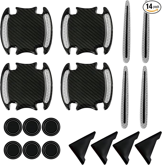 Car Door Protector-Door Handle Shielding Film, Door Dampening Pads, and Door Corner Guards for All Car Models - Noise Reduction & Anti-Scratch Solution (White)