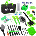 Nilight 37PCS Car Detailing Kit Auto Cleaning Tools Wash Set with Storage Carry Bag Home Use for Interior Exterior Deep Clean Car Care Windshield Dashboard Seat Air Vents Wheels Tires, Green