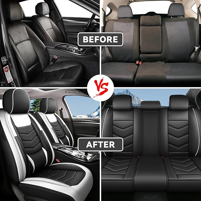 Car Seat Covers Fit for Chevy Trax 2015-2025, Side Airbag Compatibility, 3D Lumbar Support and Seamless Fit, Easy to Clean Sports Seat CoverFull Set, Black White