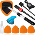 10pcs Windshield Cleaner Tool, Car Window Cleaning Wash Kit with 4 Reusable Microfiber Pads 1 Spray Bottle and Extendable Handle Auto Glass Wiper Kit, Orange