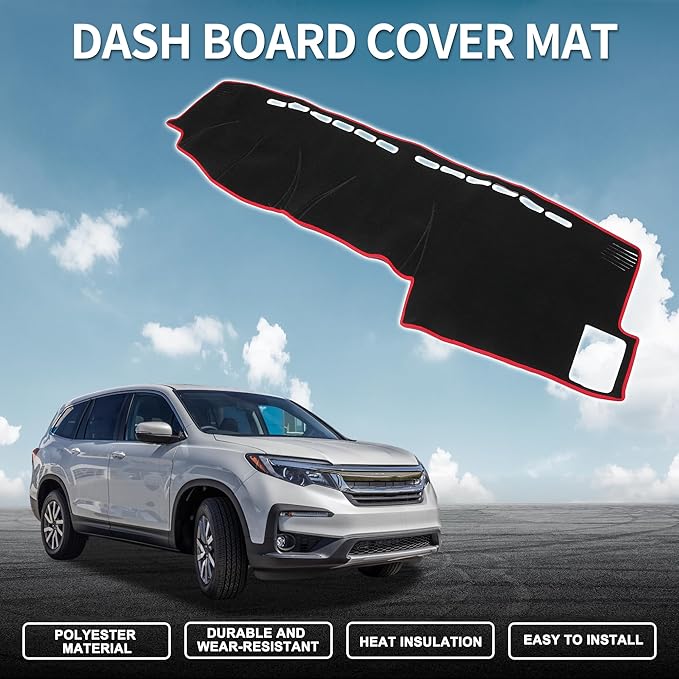 Dash Cover for Honda CRV Non-Slip | Center Console Dash Cover Mat Black Red 1 Pcs
