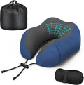 Phent zari Neck Travel Pillow, Upgraded Memory Foam Pillow for Airplane, Machine Washable, Adjustable Flight Pillow, Suitable for Sleeping Airplane, Car, Office and Home (Dark Blue)