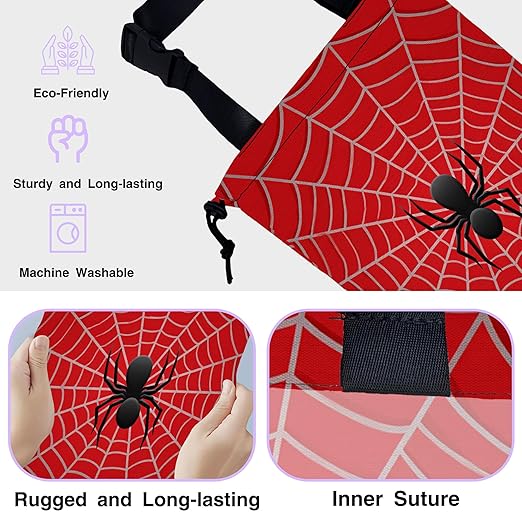 UUCBTAH Car Trash Bag Spider Web Car Garbage Bag Waterproof Car Trash Can for Back Seat with Adjustable Straps and Drawstring, Foldable Car Trash Bin for Car Accessories Vehicle Travelling Camping