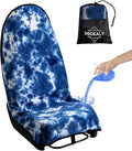 Car Seat Towel Covers with Storage Bag, Waterproof Sweatproof Towel Seat Cover Universal Front Seat Covers Washable Non-Slip Seat Protector for Workouts(Blue & White - Point, 1Pcs Front Seat Cover)