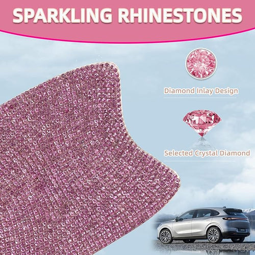 10 pcs Bling Diamond Car Door Handle Stickers, Bling Car Accessories for Women, Universal Rhinestone Crystal Glitter Door Handle Protector Stickers and Decals, Scratch Safety Reflective (Pink)