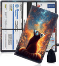 Car Document Holder with Magnetic Shut, Car Registration and Insurance Card Holder, Vehicle Glove Box Organizer Documents, Driver License, Auto Paperwork Organizer Wallet, Raccoon Gazing The Universe