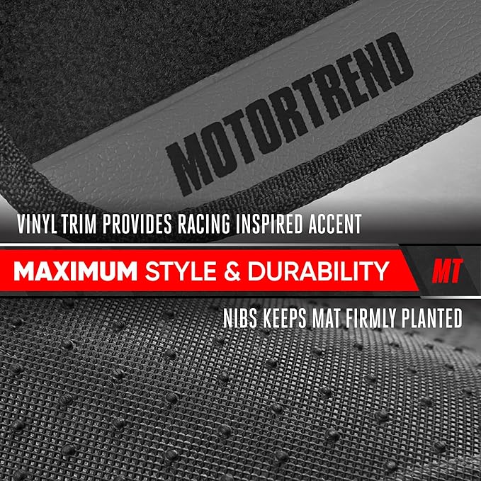 Motor Trend SpeedSeries Carpet Car Floor Mats Set - Versatile Fit for Cars, Trucks, SUVs, Vans Grey Trim Racing Design Car Mat Full Set Tapetes para Carro - Set of 4, Black & Gray Car Carpet Mats