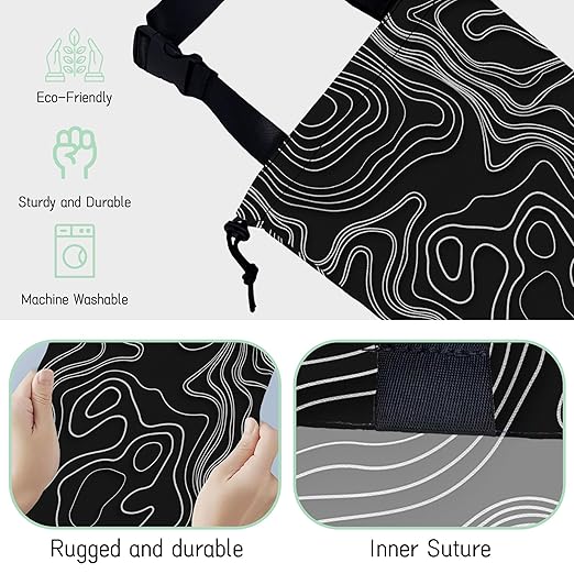 NHNXHWIA Vintage Heights Lines Map Car Garbage Bag,Waterproof Small Car Trash Bag Hanging Back of Seat,Drawstring Hanging Car Trash Bag with Adjustable Buckle for Car Accessories