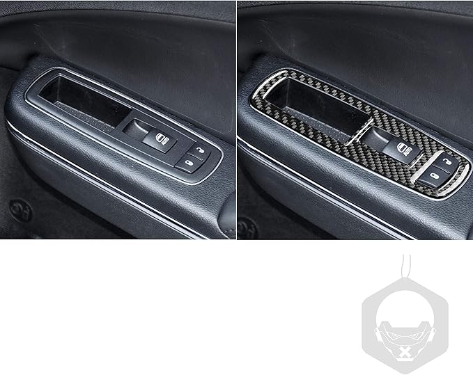NVCNX Real Premium Carbon Fiber for Chrysler 300 Accessories 2015-2023 2016 2017 2018 2019 2020 2021 2022 S/C/Limited/Touring Door Sides Window Lift Switch Frame Cover Interior Trim Sticker Decal 5PCs