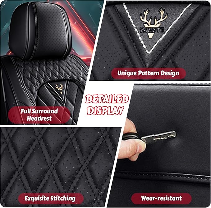 LPDK Fit for Kia Sportage Car Seat Covers Front Set 2pcs with Waterproof Leather,Lumbar Muscle Pain Healing Function,Airbag Compatible Automotive Breathable Seat Protectors(Black)
