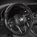 3D Car Steering Wheel Cover Comfort Grip Massage Sporty Anti-Slip Carbon Fiber Faux Leather for F150, Trucks, Jeep, Van, Car Handle Covers for All Seasons, 15.2-16in, Pink