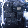 Universal Tactical Car Seat Back Organizer Bag Tactical Molle Vehicle Organizers Panel Vehicle Protector Organizers with 5 Detachable Pouches for Car Truck Ford Jeep (Upgraded C model Black camo)