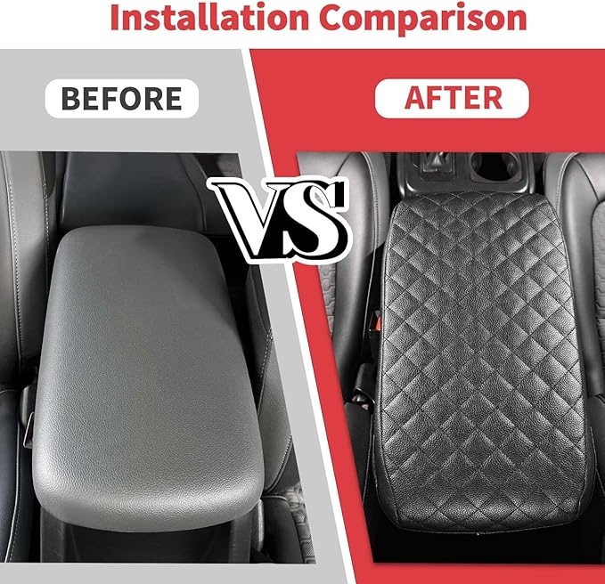 Jimen Center Console Cover Compatible with Chevrolet Colorado/GMC Canyon 2014-2022, Armrest Cushion Pad Cover, PU Leather (Black)