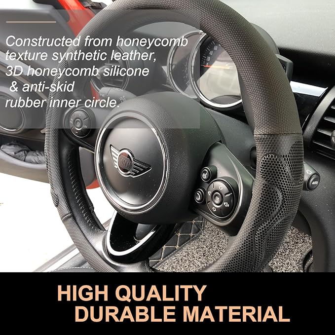 PINCTROT Large Size Comfy Grip Steering Wheel Cover, Anti-Slip Design, 15.5-15.75 Inch(Silicone Black)