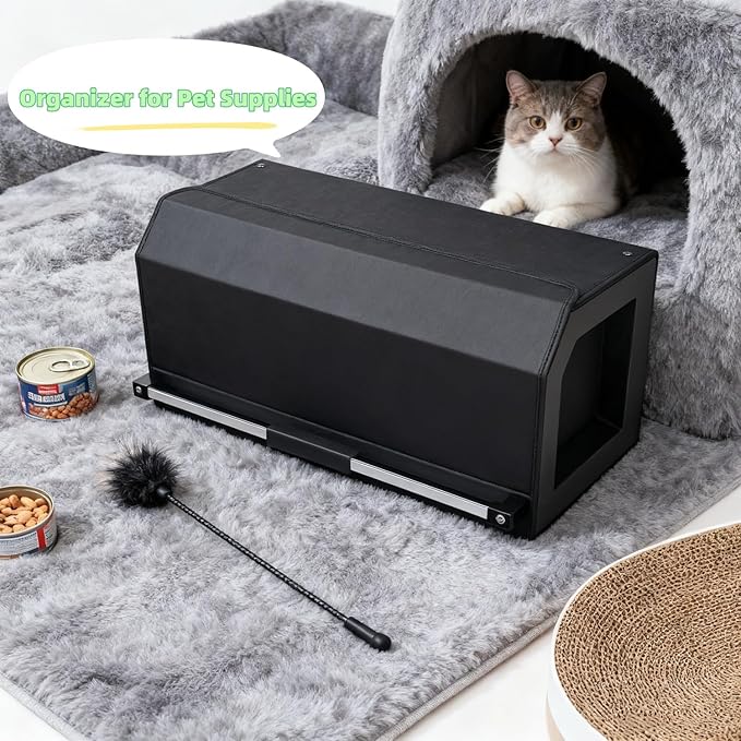 CarCrate Car Trunk Organizer for SUV, Car Organizer Trunk Storage with Magnetic Lid & Push-pull Handle, Leather Waterproof Car Storage Organizer Trunk for Sedan Minivans Van (11.4''*20.5''*12.2'')